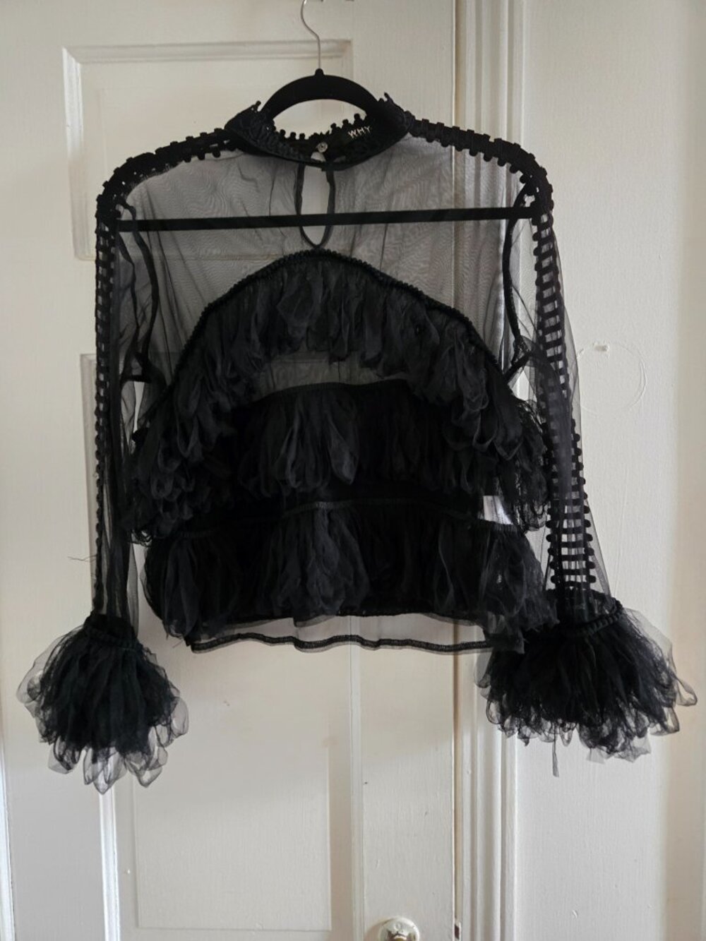 Black sheer mesh blouse